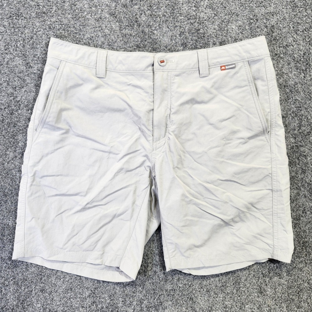 Simms Shorts Mens 36 Gray 8" Nylon Chino Lightweight Fishing Hiking Outdoor